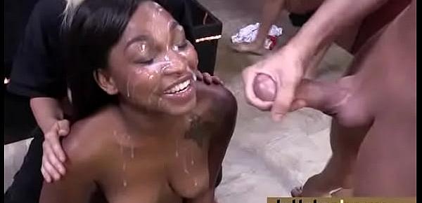  Dirty Ebony Whore Banged And Covered In Cum - Interracial 24